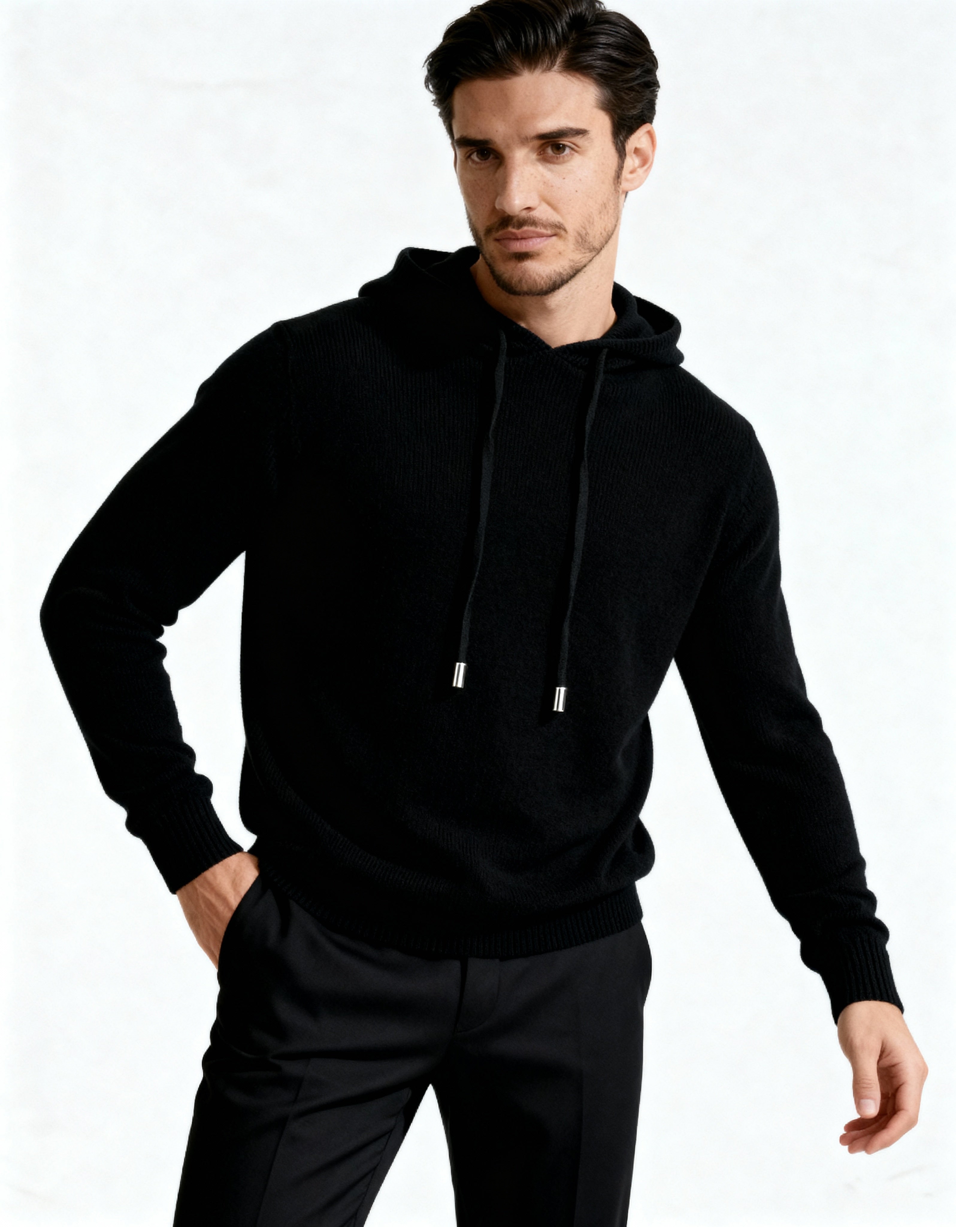 Hoodie Noir – Luxury Soft Knit