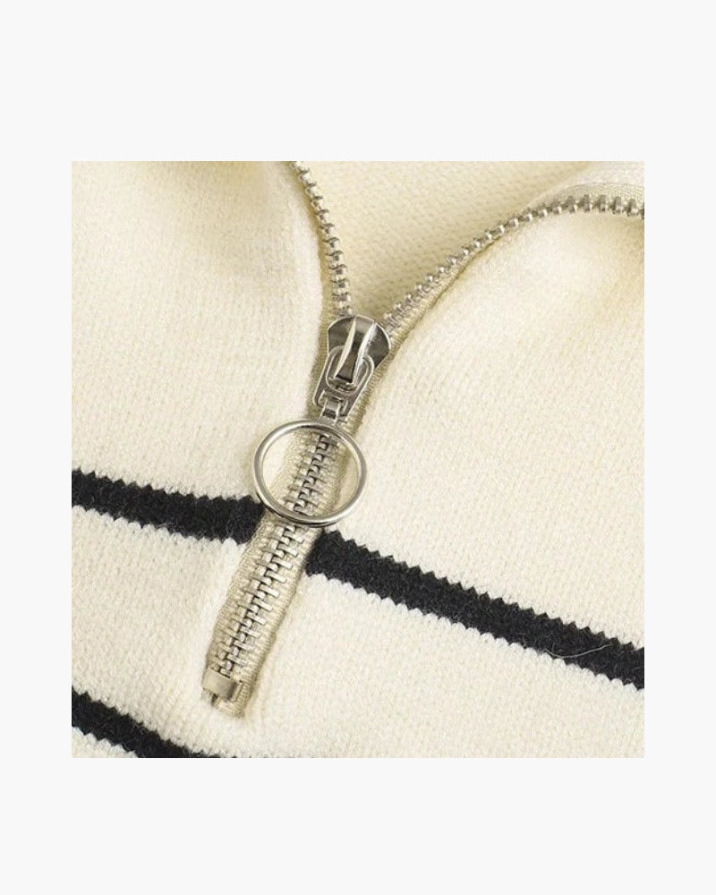 Tricô Riviera – Half Zip Listrado