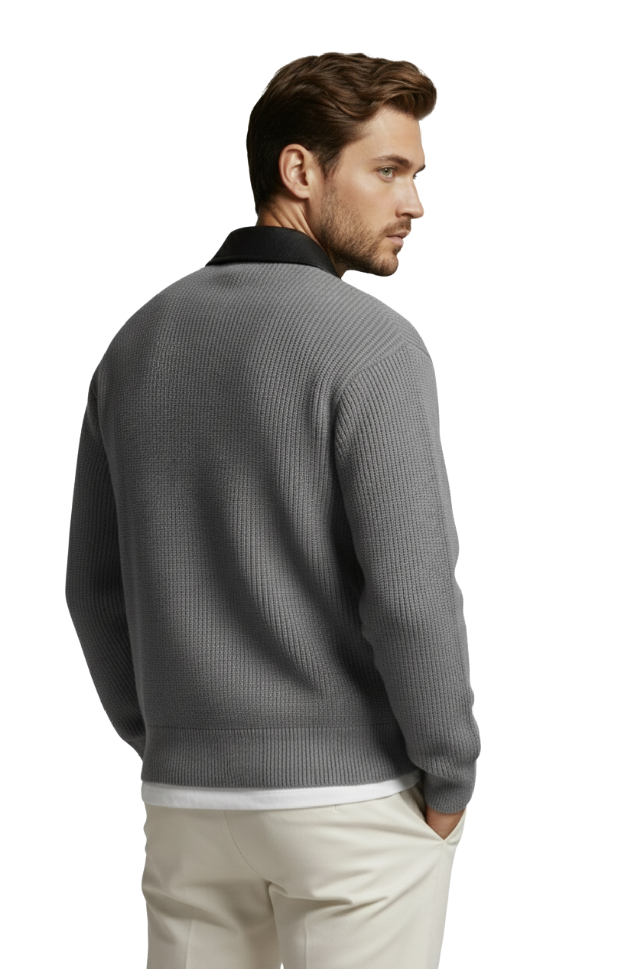 Jaqueta Masculina – 'Edição Tricô e Couro'